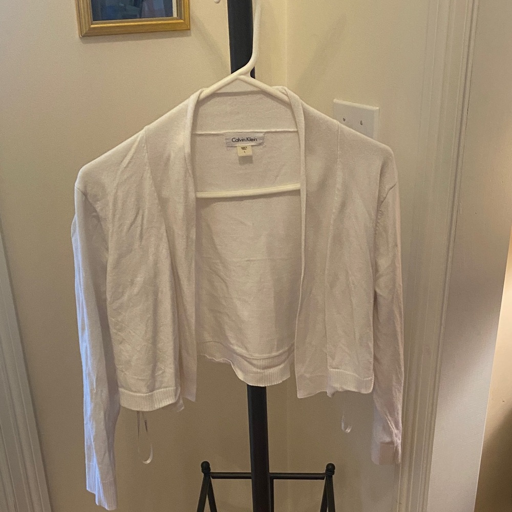 Calvin Klein white Open-Front Cardigan